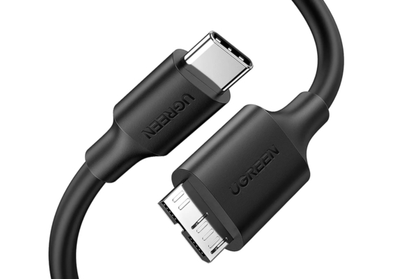 UGREEN USB-C 转 Micro-B 3.0 数据线，适用于外置硬盘、移动硬盘、充电等设备，兼容 iPhone 15 Pro Max、希捷、西部数据、东芝等品牌外置硬盘、便携式 SSD/HDD、相机等，1 米