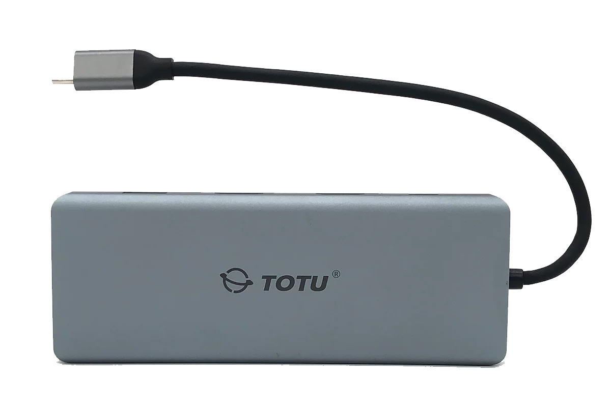 铝合金三屏拓展TOTU 12合一 USB C雷电3/4 扩展坞Type-c转hdmi读卡器HUB RTL8153B千兆网口 适用iPad MacBook笔记本