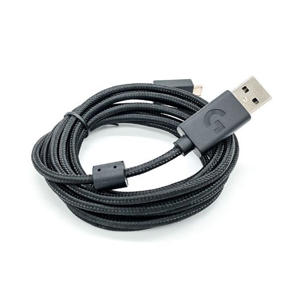 罗技无线蓝牙耳机键盘鼠标Micro USB充电线 G935 G915 G502 /G913TKL keyboard USB charging cable Durable Braided Micro USB Mouse Cable Black