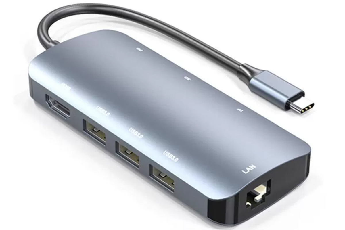 铝合金TypeC转HDMI4K高清USBC转换器HUB分线器适用华为苹果iPad扩展坞 RTL8153B USB C Hub Multiport Adapter, Laptop Docking Station