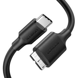UGREEN USB-C 转 Micro-B 3.0 数据线，适用于外置硬盘、移动硬盘、充电等设备，兼容 iPhone 15 Pro Max、希捷、西部数据、东芝等品牌外置硬盘、便携式 SSD/HDD、相机等，1 米